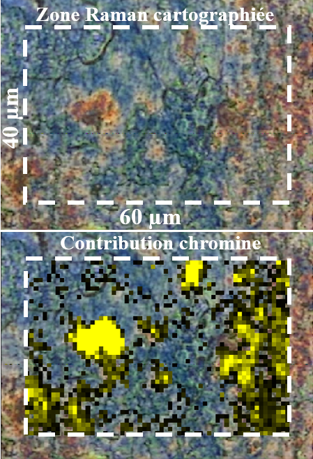 Cartographie Raman acier 441 oxydé 3 min à 900°C